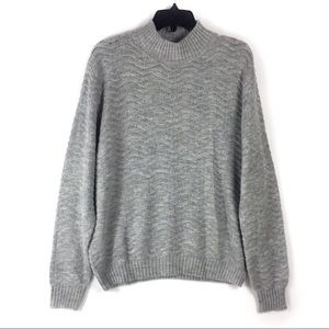 Elide Mock Neck Texture Gray Knit Sweater